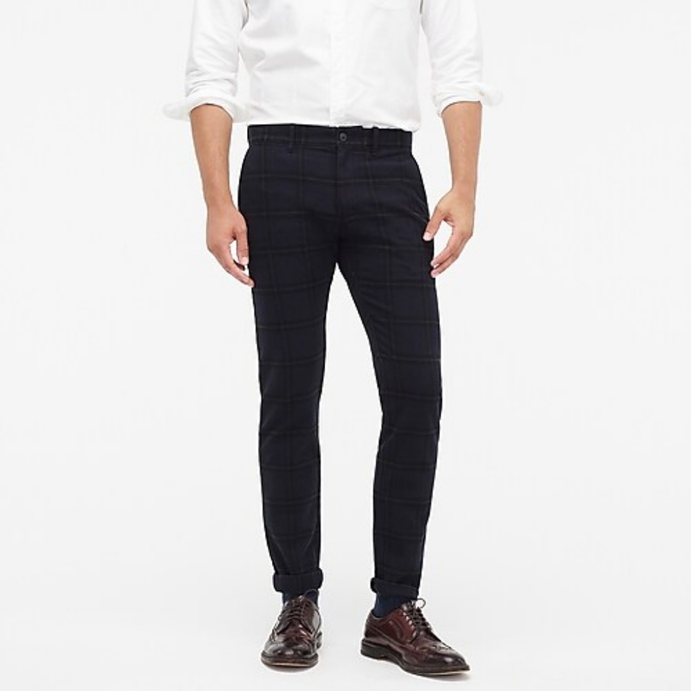 484 Slim-fit pant in plaid stretch brushed twill